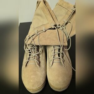 Beige Combat Army Boots Size 10